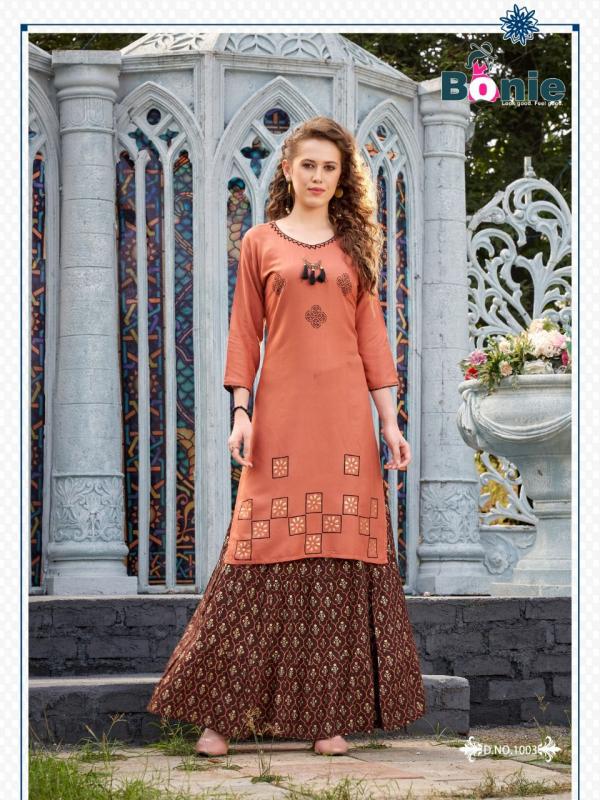 Bonie Aashi Rayon Designer Kurti With Skirt 